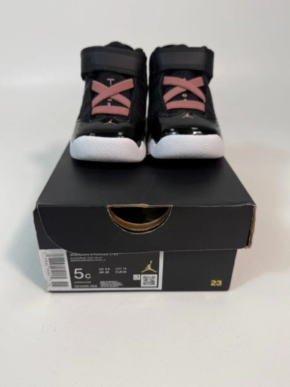 Nike Air Jordan 6 Rings (TD) Toddlers Size 5C Black/White/Rust Pink